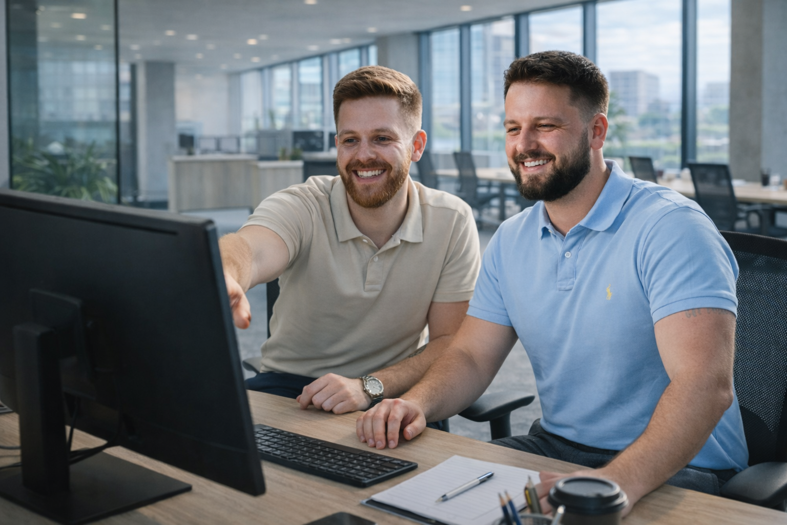 Landscape Matthijs en Dennis achter PC